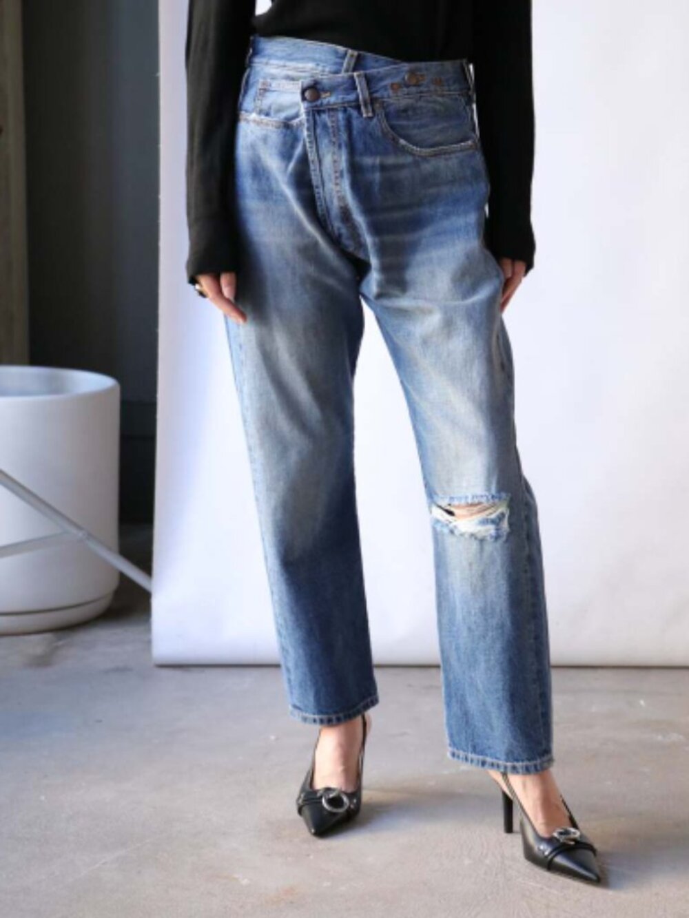 R13 Cross Over Jeans in Amber Blue Size 23